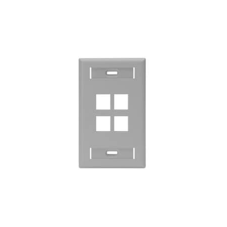 Leviton 4-Port Flush Mount Unloaded, Single Gang W/Designation Kit 205475